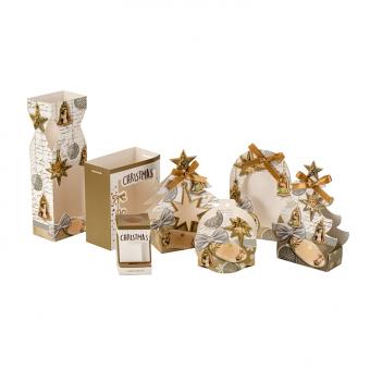 Delicate gilding printing tree shape gift paper box for christmas with ribbon bow