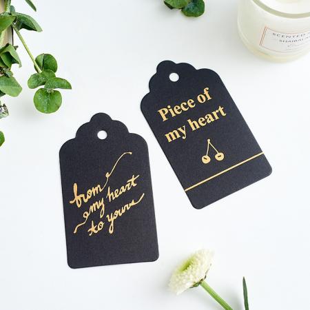 Special shape cardboard fold over hang tag labels with hole