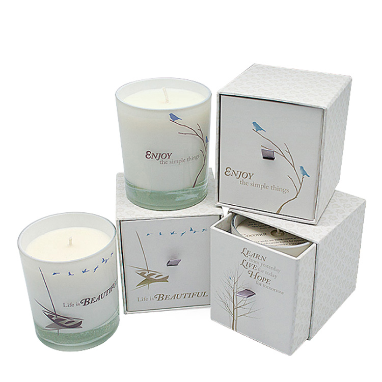 Classical High Quality White Paper Custom Logo Candle Glass Jars Drawer Box