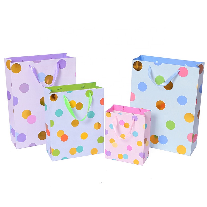  Recycled Colorful Art Paper shopping gift Bags For Clothing Food packaging 