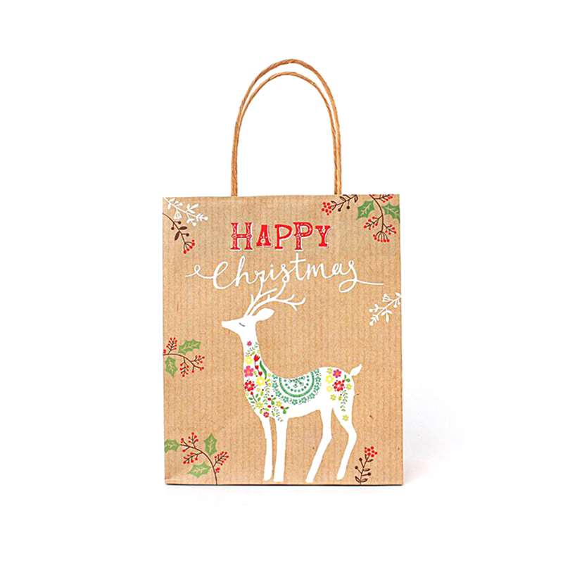 Wholesale Christmas Paper Packaging Tote Bag Christmas Craft Paper Gift Bag