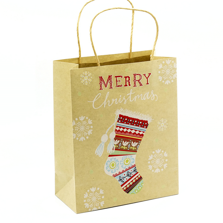 Merry Christmas Kraft Paper Shopping Gift Bag