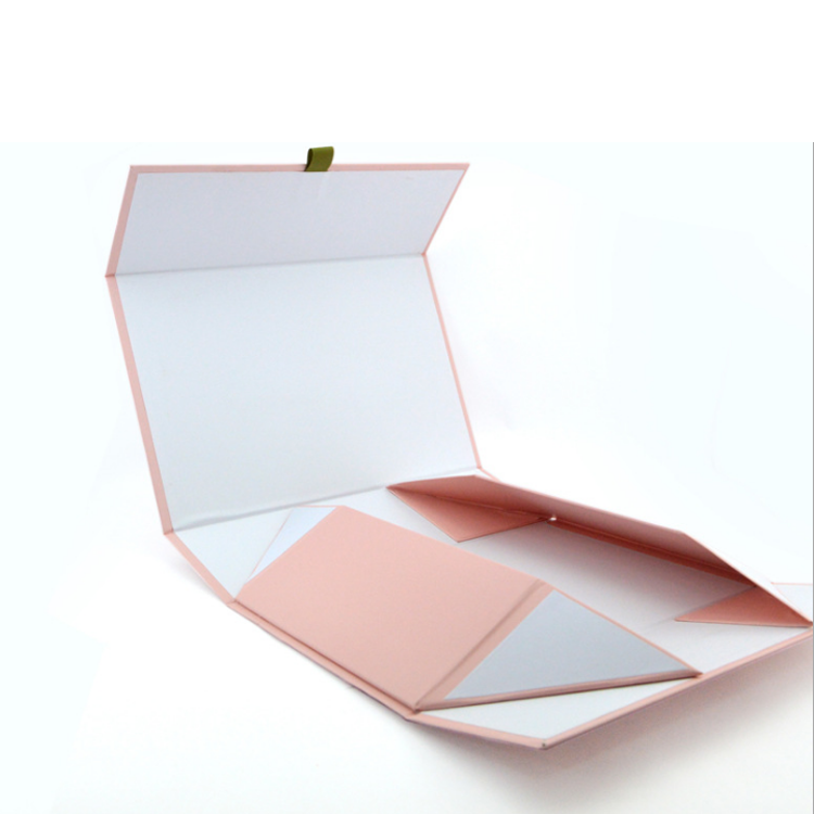 pink mailer box flat folding gift box with ribbon