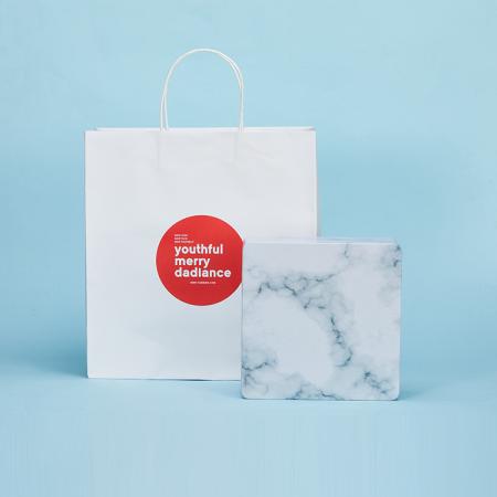 OEM shopping white Kraft paper bag custom