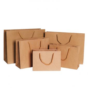 OEM Luxury wholesale packaging shopping standard paper bags printer , customized brown kraft paper bag for gift coffee