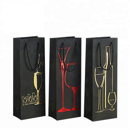 Factory Wholesale Fancy Luxury Gift Packaging Custom Printed Bottle Paper Wine Bags with Handles