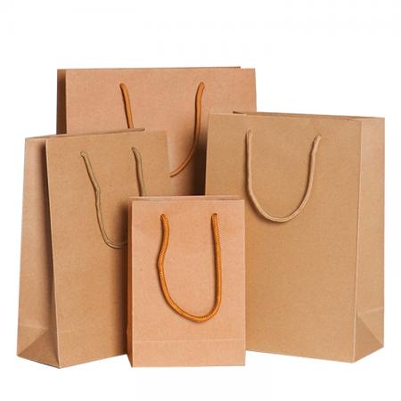 OEM Luxury wholesale packaging shopping standard paper bags printer , customized brown kraft paper bag for gift coffee