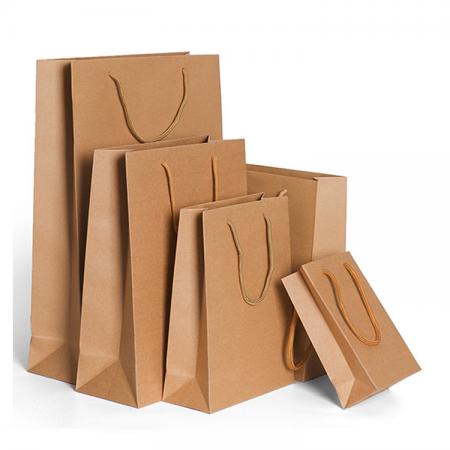 OEM Luxury wholesale packaging shopping standard paper bags printer , customized brown kraft paper bag for gift coffee