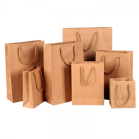 High quality recycled logo custom printing gift brown kraft Paper Shopping Bag with handle