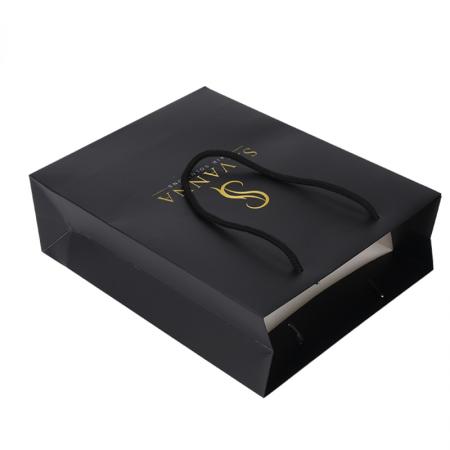 Custom Logo Luxury Black Shopping Gift Coated Paper Bag