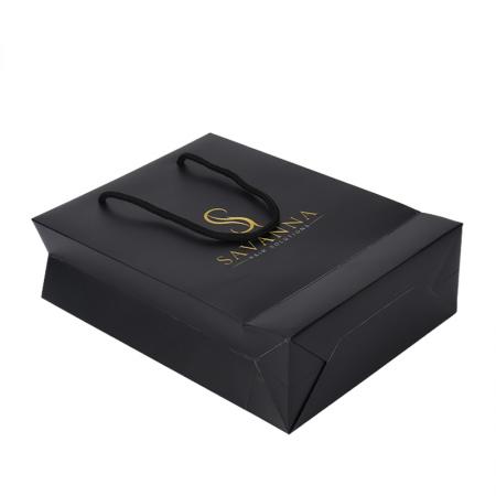 Custom Logo Luxury Black Shopping Gift Coated Paper Bag