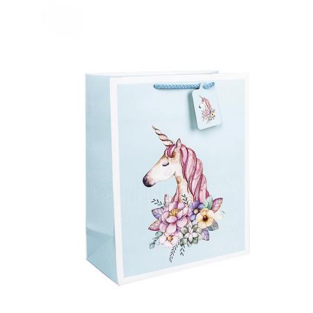 Cartoon unicorn design custom gift paper shopping bag