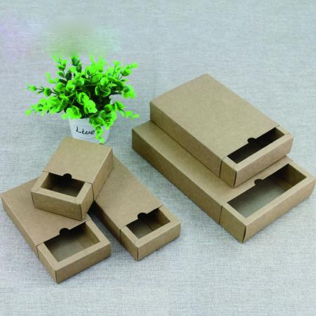 Custom logo sliding drawer packaging box recycled kraft paper gift box