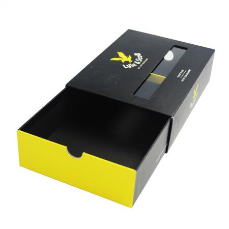 Printing Custom New Design Matt Black Cardboard Drawer Style PVC Window Underwear Packaging Box