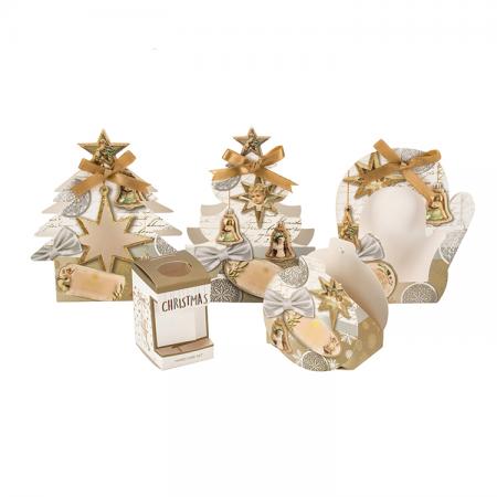 Delicate gilding printing tree shape gift paper box for christmas with ribbon bow