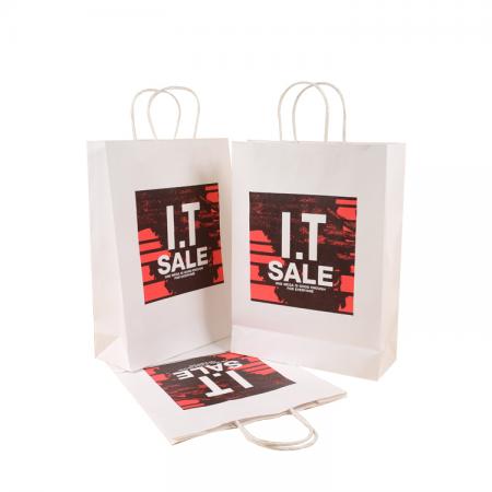 Custom luxury recycled white card paper shopping bag for packaging gift with rope handle