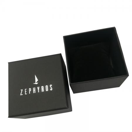 Custom logo hot silver black paper gift watch box with pillow ribbon