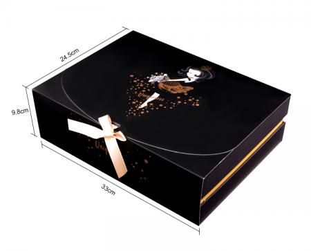 Custom black rigid cardboard gift box with lid
