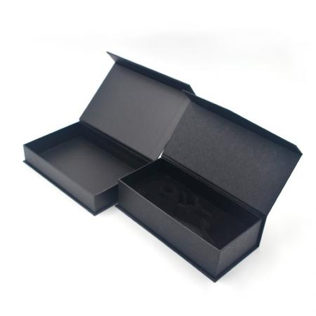 Black Color Rigid Cardboard Box Custom Logo Luxury Magnetic Paper Gift Box With EVA Insert