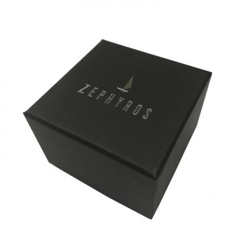 Custom logo hot silver black paper gift watch box with pillow ribbon