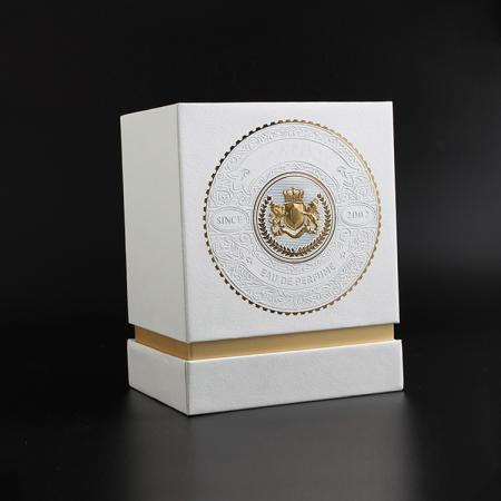China Supplier Luxury Cosmetics Golden Emboss Paper Packaging Gift Box Packaging Boxes For Perfume Glass Bottle