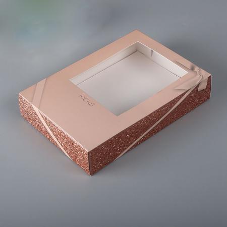 High quality winter snow fall printing flat folding gift box with PVC clear window