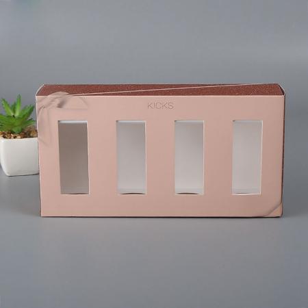 Luxury printing cosmetic set gift paper box with clear pvc window