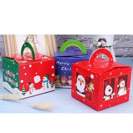 Custom fancy gilding printing paper gift christmas candy box with pvc window