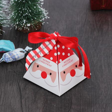 Customized printing foldable christmas paper gift box with ribbon bow