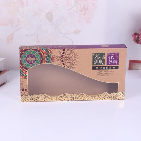 Luxury hot gold stamp cosmetic set paper box packaging with ribbon bow