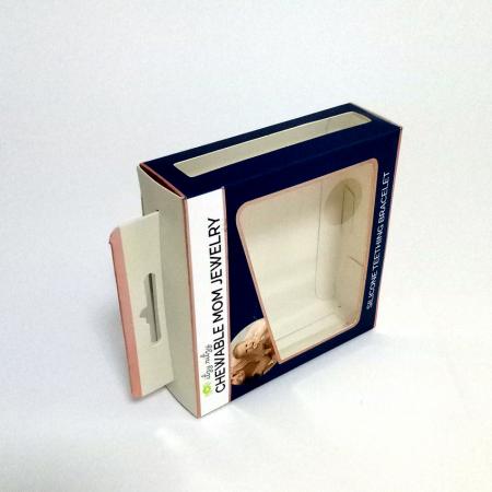 High end logo printing flat bottom cosmetic packaging paper gift box with clear pvc window