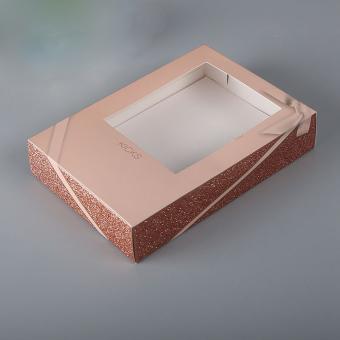 Eco friendly 350g white hot stamping square cosmetic paper box with pvc window