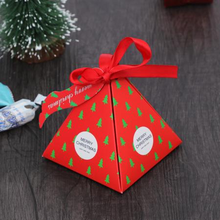 Various shape offset printing christmas paper box gift with ribbon tie