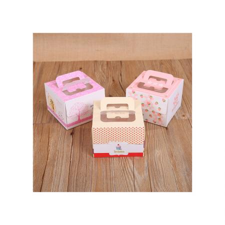 Custom Wholesale Square Art Paper Cardboard Cake Box With Handle