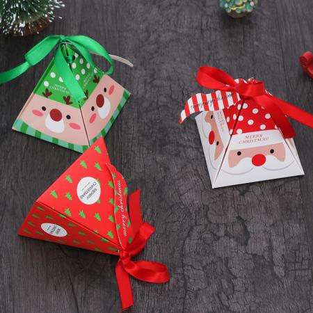 OEM recycled sweet christmas gift paper box with ribbon tie