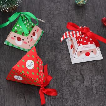 Various shape offset printing christmas paper box gift with ribbon tie