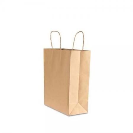 OEM solid color reusable brown kraft shopping handle paper bag