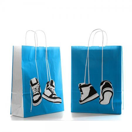Luxury Garment Foldable blue Paper Bag For shopping Shoes With Handle