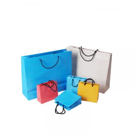 Luxury Garment Foldable blue Paper Bag For shopping Shoes With Handle