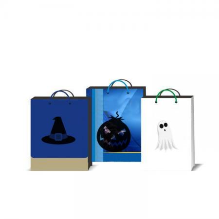 Luxury Garment Foldable blue Paper Bag For shopping Shoes With Handle