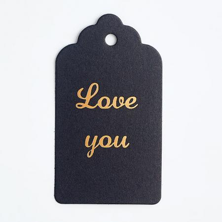 Yellow printing rectangle cardboard paper hang tag for garment