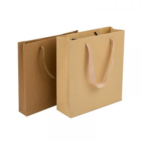 OEM custom high quality shopping recycled kraft brown paper bag with handle