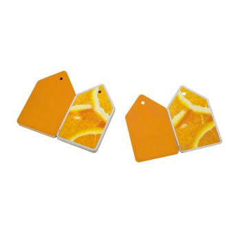 Recycled orange printing two side cardboard folded hang tag labels