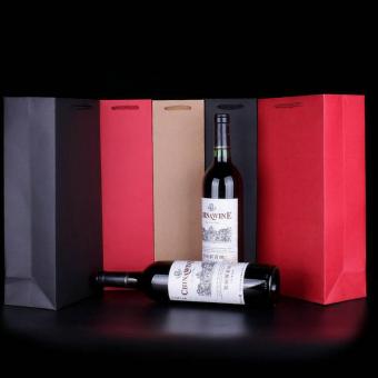 China Supplier Custom Logo Print Brown Kraft Paper Wine Bottle Bag