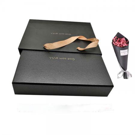 Black Small Custom Logo Luxury Brand Gift Box Packaging With Ribbon