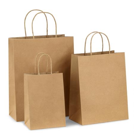 Customization Printed Brown Kraft Shopping Paper Bag With Handles