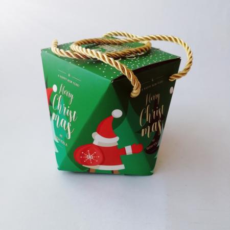 customized printing confectionery christmas sugar candy gift packaging paper box with handle