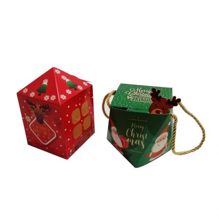 customized printing confectionery christmas sugar candy gift packaging paper box with handle