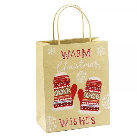 Print Merry Christmas Kraft Paper Shopping Gift Bag wholesale