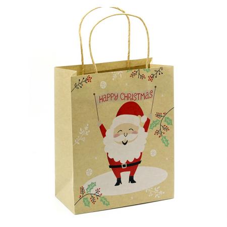 Print Merry Christmas Kraft Paper Shopping Gift Bag wholesale